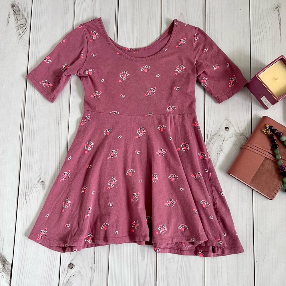 Jersey Cotton Rose Color Flower Dress